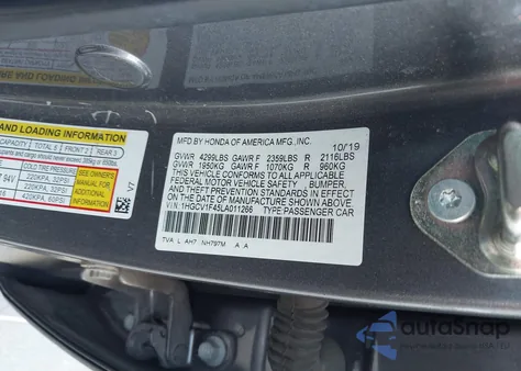 2020 Honda Accord Ex из США, поврежденный, VIN 1HGCV1F45LA011266